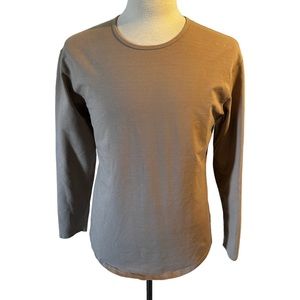 BYLT Drop Cut Lux Men’s Long Sleeve Crew Neck Tee Tan Stretch Sz L